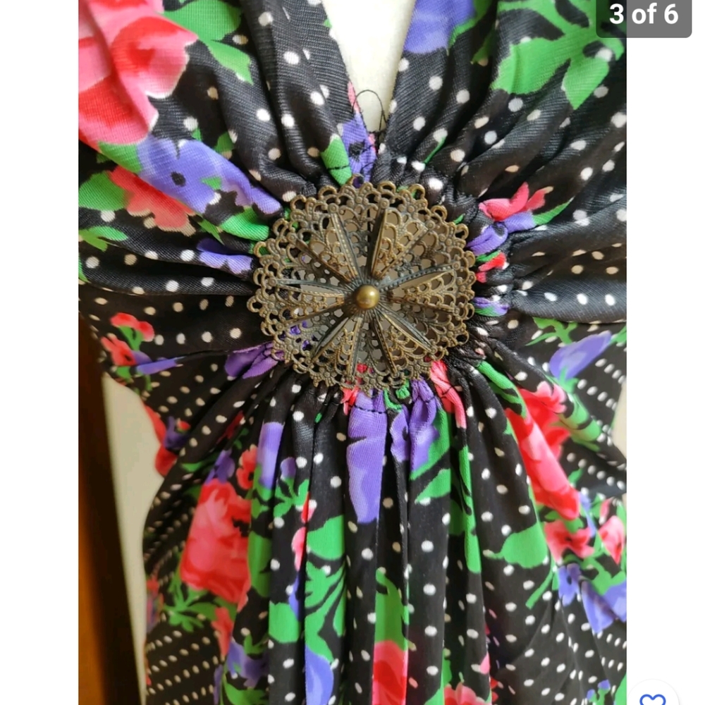 Vintage 70s Corky Craig Black Polkadot Halter Dre… - image 3